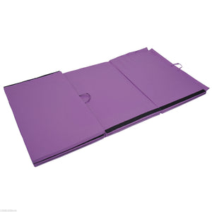 Soozier Tumbling Mats 4ftx10ftx2inch PU Leather Gymnastics Gym Mat Arts Folding Yoga Exercise Mat Pad 4 Panel Purple