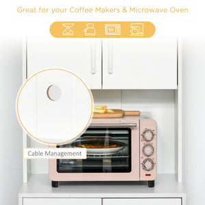 Modern Kitchen Cupboard with Storage Cabinet Hutch, 2 Cabinets, 3 Drawers and Open Countertop, White