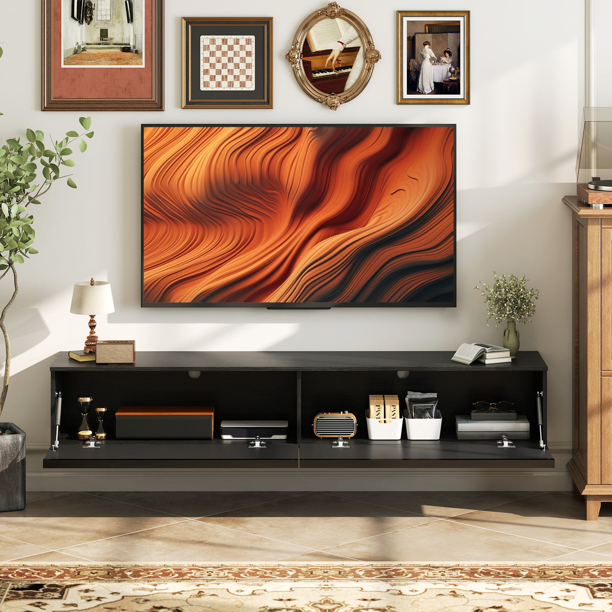 Wall Mounted TV Stand, Floating TV Cabinet with Storage, for TVs up to 70", High Gloss Effect – view 27