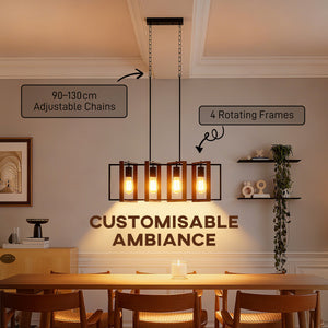 Farmhouse Kitchen Island Lighting, Linear Pendant Light with 4 Rotatable Frames and Adjustable Height, Black – view 10