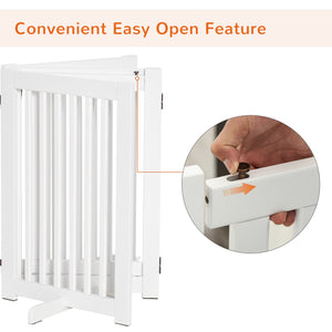 Free Standing Wooden Pet Gate Indoor Dog Barrier Foldable Step Over Doorway Fence Safety Gate with Open Door – view 5