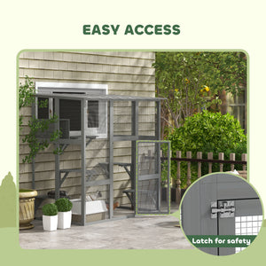 Large Outdoor Catio with Weatherproof Roof, Bridge, Resting Box, Platforms, Grey – view 6