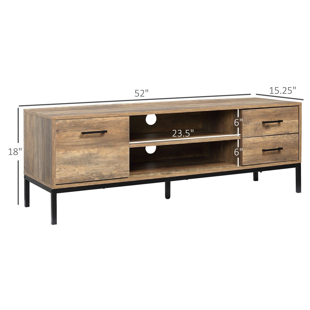TV Stand for TV up to 50 Inches, TV Cabinet with Door, Open Storage and Drawers, TV Table with Steel Legs – view 9