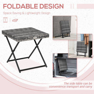 Rattan Coffee Table Folding Patio Outdoor Side Table Wicker for Balcony, Porch, Poolside – view 3