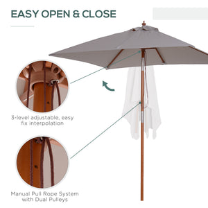 6.6x5ft Square Market Parasol, Wooden Patio Umbrella with Tilt Mechanism and 6 Bamboo Ribs – view 19
