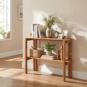 2/3-Tier Folding Wooden Storage Shelves for Entryway and Garden-2-Tier view 2