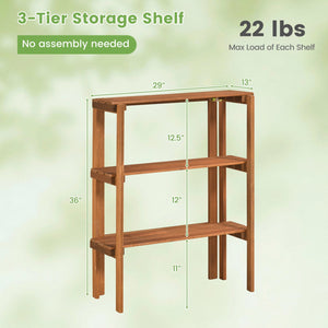 2/3-Tier Folding Wooden Storage Shelves for Entryway and Garden-3-Tier view 5