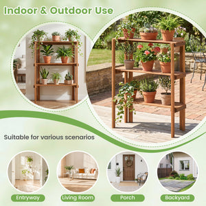 2/3-Tier Folding Wooden Storage Shelves for Entryway and Garden-3-Tier view 9