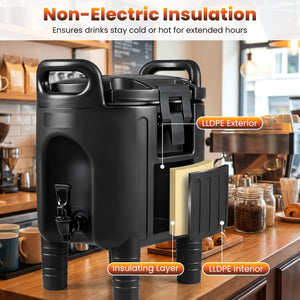 2.6 Gal Insulated Beverage Dispensers Set of 3 with Handles-Black view 4