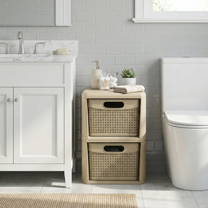 2-Drawer Storage Organizer with Wicker Patterns-Brown view 6