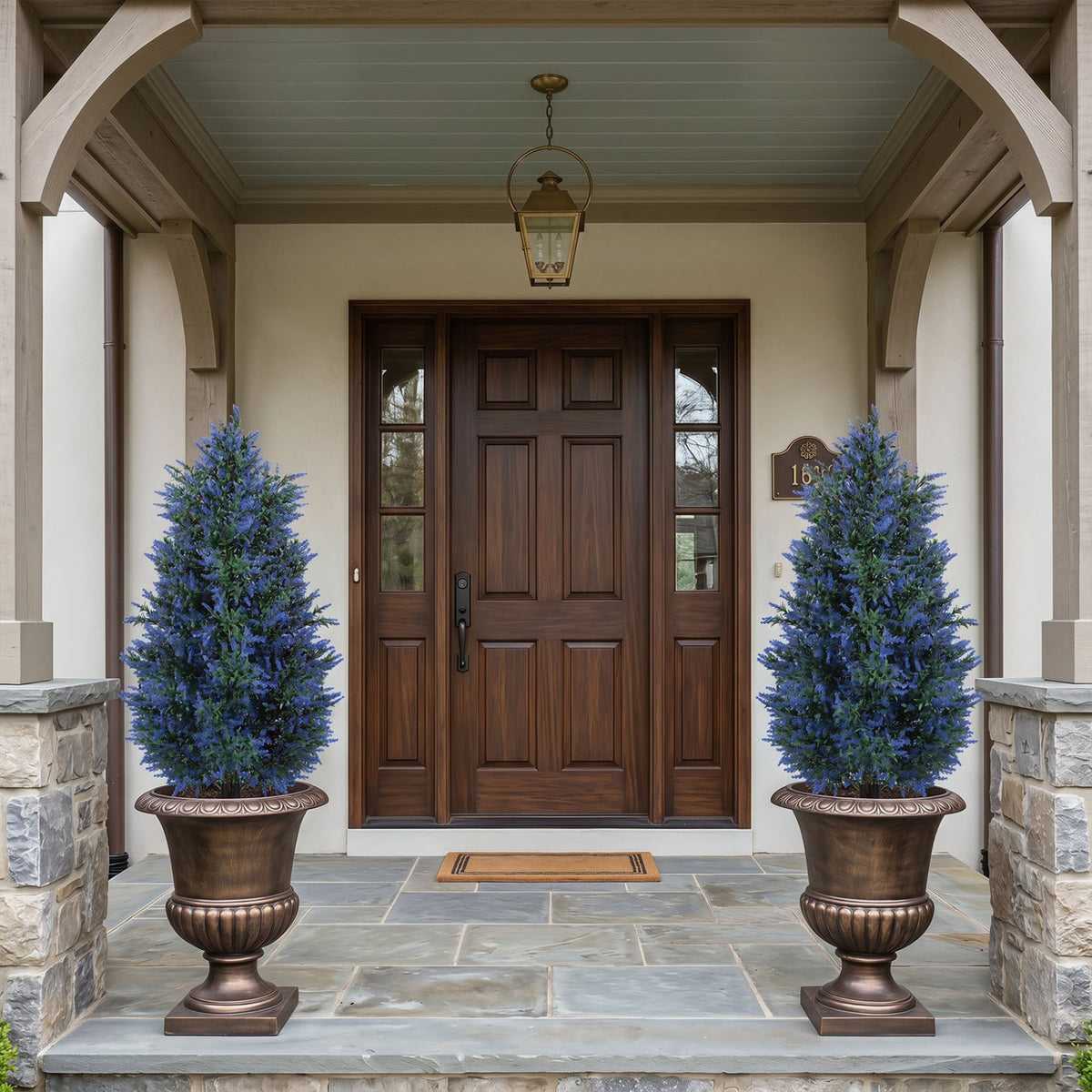 2 Pack 3.3 ft Artificial Lavender Topiary Trees with Ground Spikes for Indoor Outdoor view 2