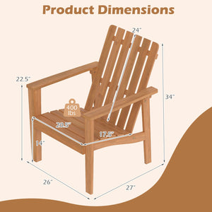 2 Pack Acacia Wood Outdoor Patio Chair with Slatted Backrest and Seat Built-in Armrest view 5