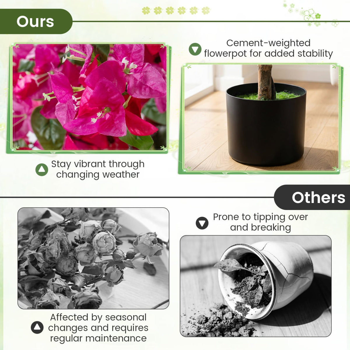 2 Pack Artificial Azalea Trees Faux Floral Plants with Vivid Blooming Flowers view 7