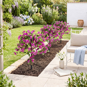 2 Pack Artificial Bougainvillea Trees with Ground Spike and PE Trunks for Porch view 6