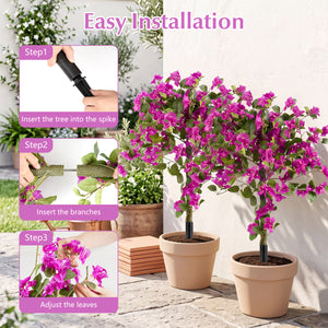 2 Pack Artificial Bougainvillea Trees with Ground Spike and PE Trunks for Porch view 8
