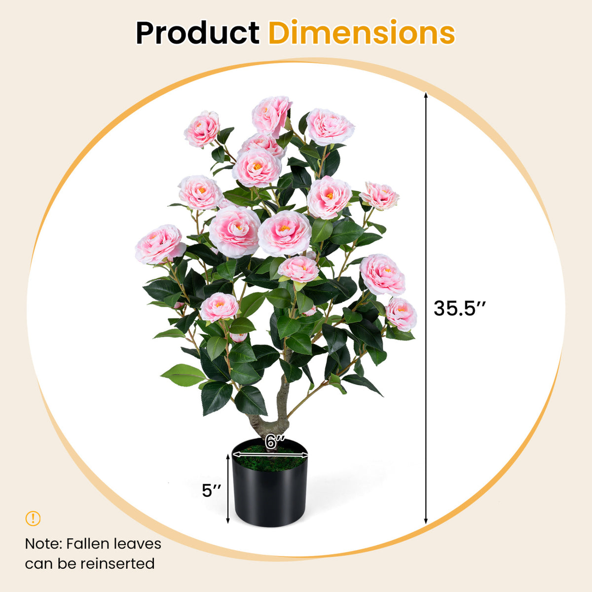 2-Pack Artificial Camellia Tree Faux Flower Plant in Cement-Filled Pot-Pink view 4
