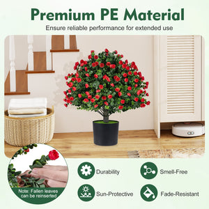 2 Pack Artificial Rose Topiary Ball Trees with PP Cement-Filled Flowerpot for Home view 5