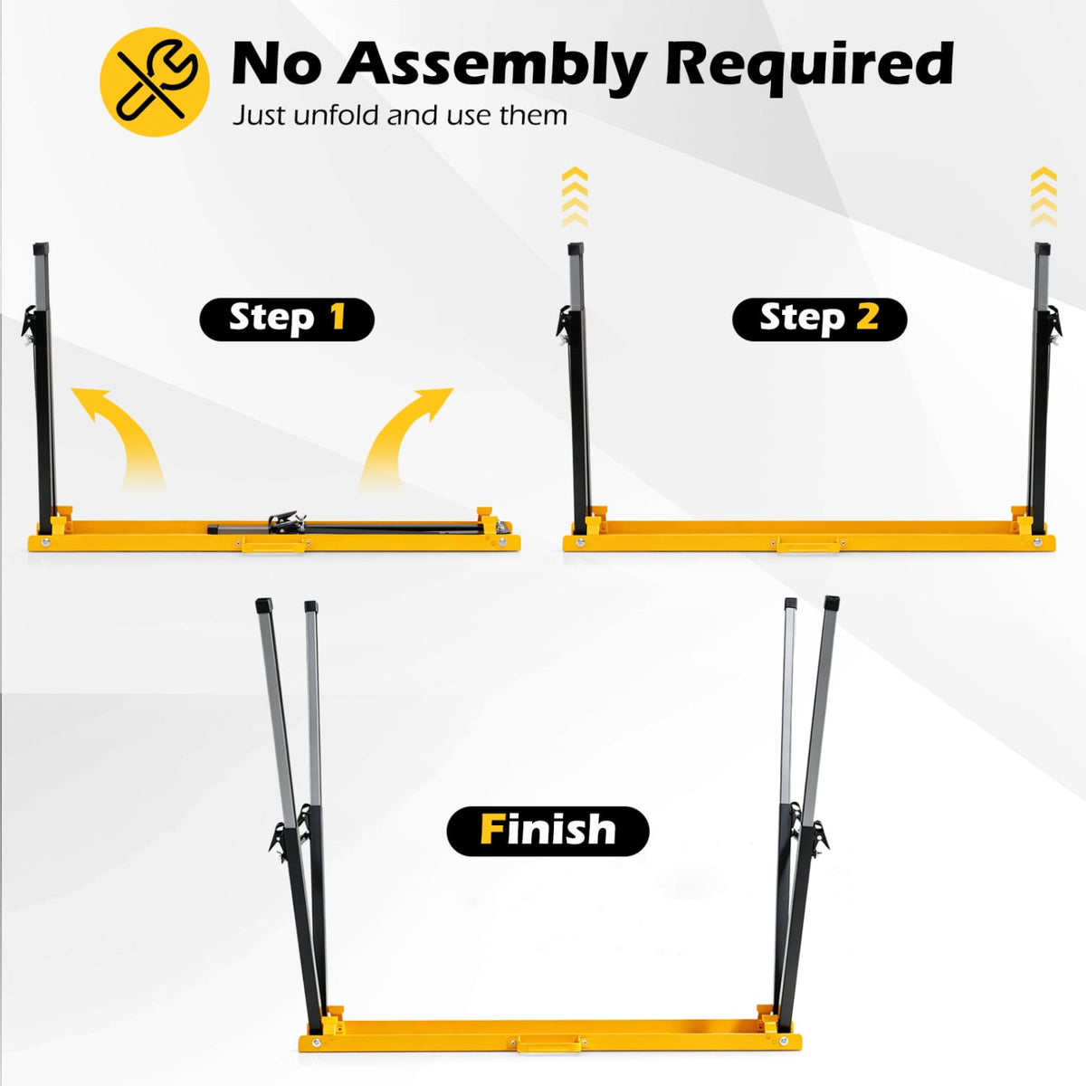 2 Pack Folding Saw Horses with 12 Adjustable Leg Heights and Handles-Yellow view 8
