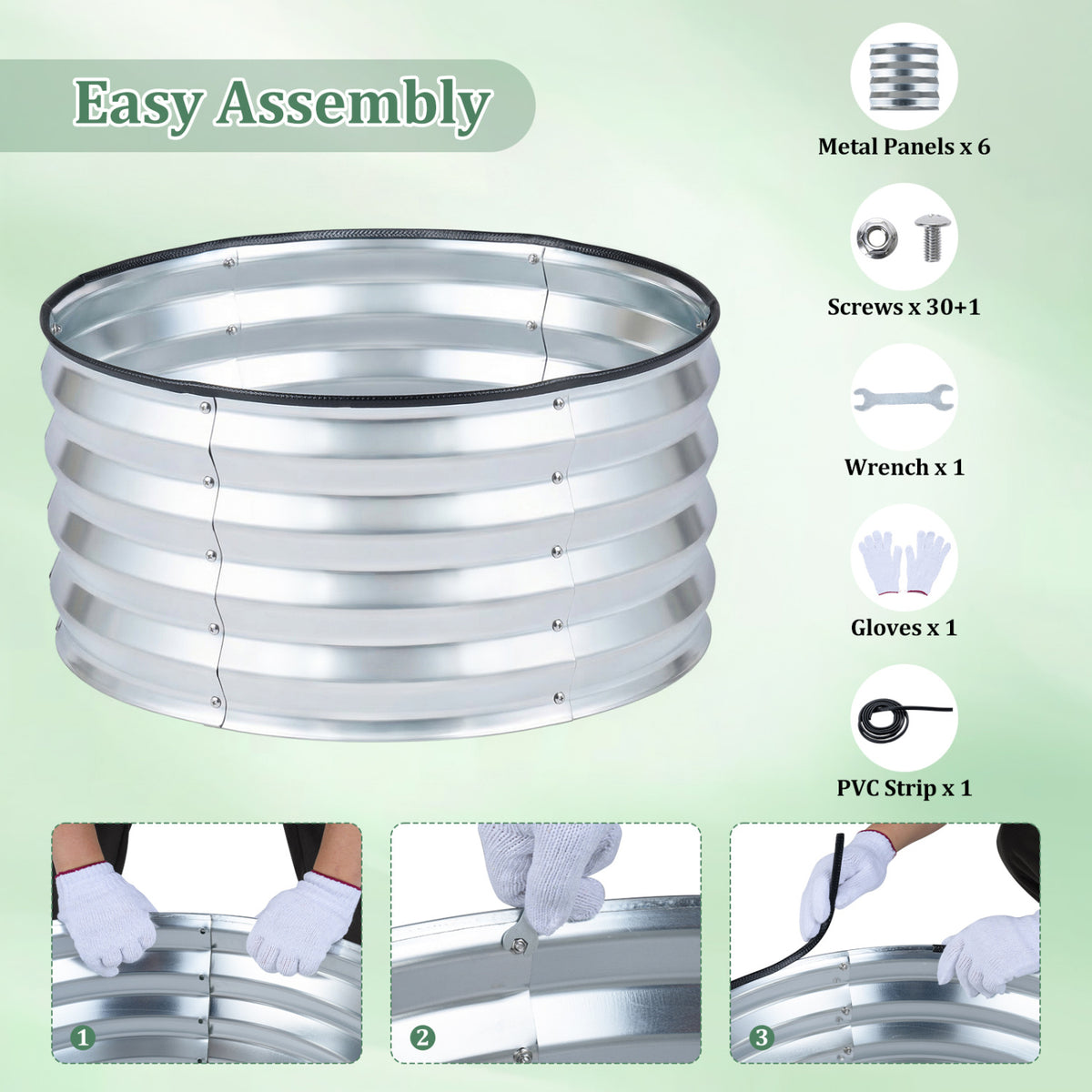 2 Pack Galvanized Raised Garden Bed Kit with Open-Ended Base-Silver view 6