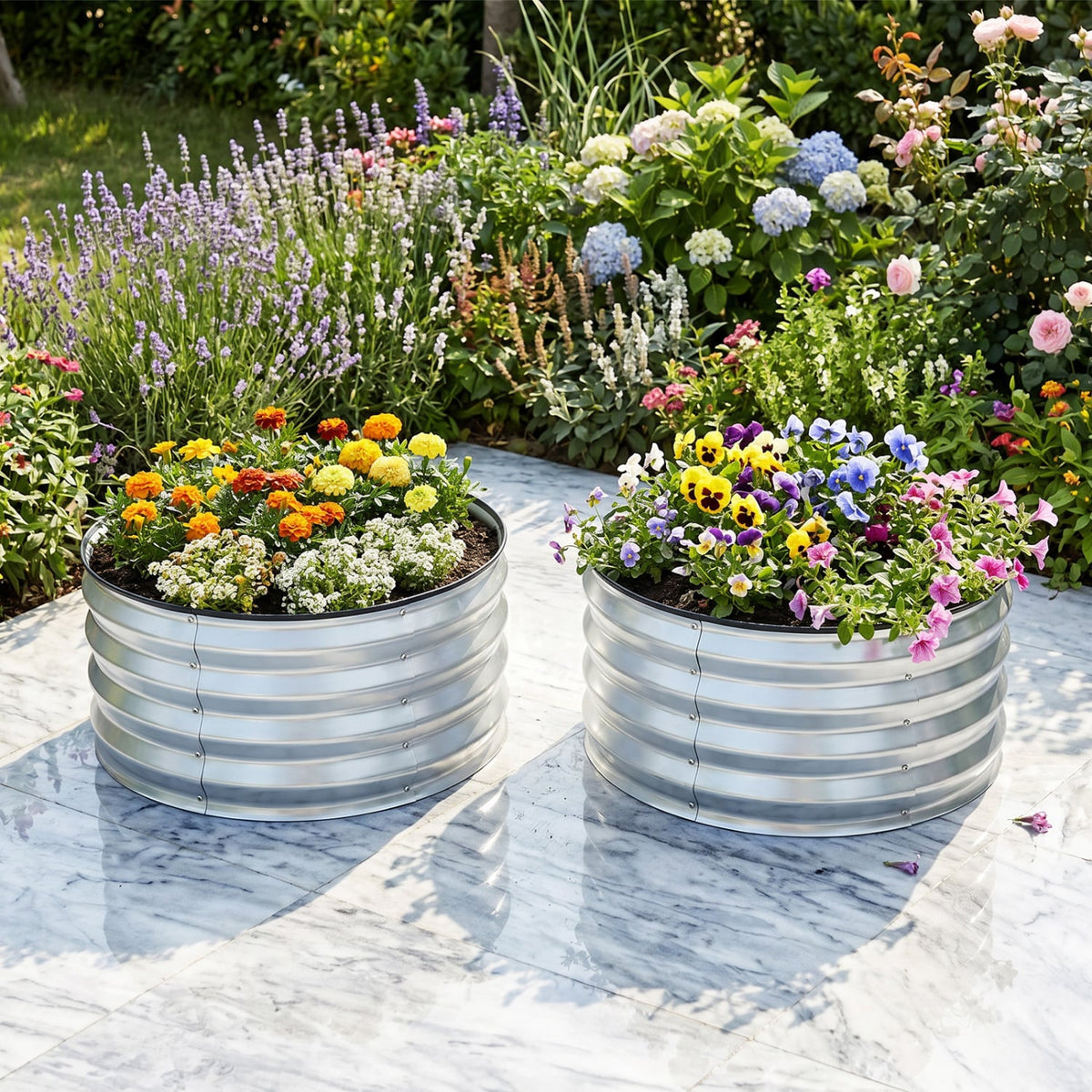 2 Pack Galvanized Raised Garden Bed Kit with Open-Ended Base-Silver view 2