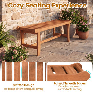 2-Person Outdoor Wood Bench with Slatted Seat and Raised Edges-Set of 2 view 5