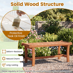 2-Person Outdoor Wood Bench with Slatted Seat and Raised Edges-1 Piece view 5
