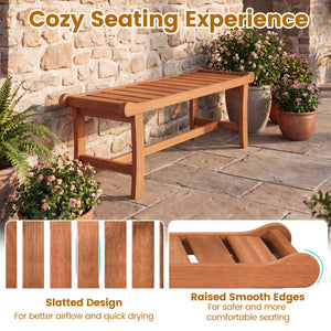2-Person Outdoor Wood Bench with Slatted Seat and Raised Edges-1 Piece view 6