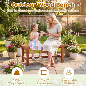 2-Person Outdoor Wood Bench with Slatted Seat and Raised Edges-1 Piece view 7