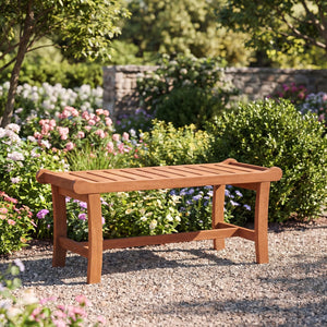 2-Person Outdoor Wood Bench with Slatted Seat and Raised Edges-1 Piece view 3