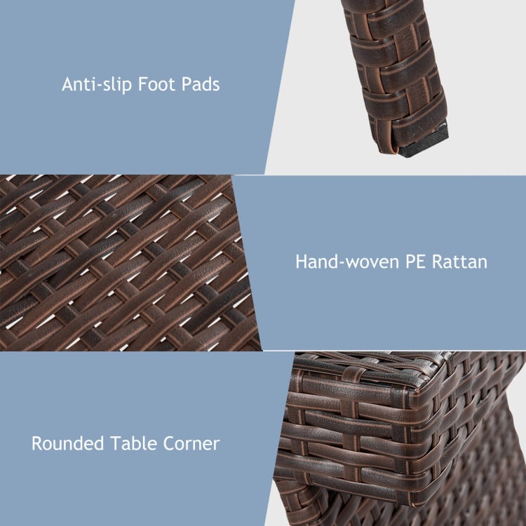 2-Piece Folding Padded Rattan Patio Chaise Lounge with Side Table Set view 9