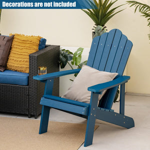 2 Pieces Adirondack Chair Set with Ergonomic Design for Porch and Backyard-Navy view 6