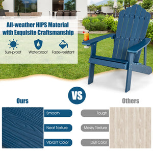 2 Pieces Adirondack Chair Set with Ergonomic Design for Porch and Backyard-Navy view 7
