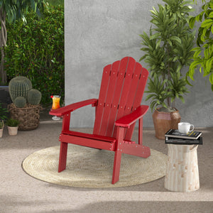 2 Pieces Adirondack Chair Set with Ergonomic Design for Porch and Backyard-Red view 5