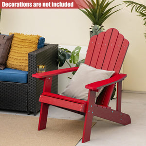 2 Pieces Adirondack Chair Set with Ergonomic Design for Porch and Backyard-Red view 6