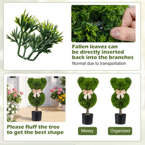 2 Pieces Bear Topiary Trees with Pots Sun-resistant Bear-Shaped Boxwood Faux Plants view 8