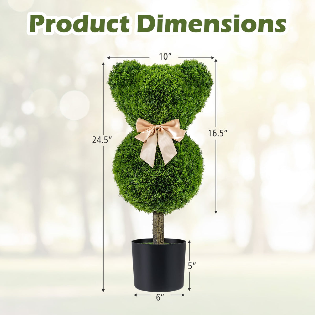 2 Pieces Bear Topiary Trees with Pots Sun-resistant Bear-Shaped Boxwood Faux Plants view 4