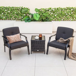 2 Pieces Patio Metal Chairs with Seat and Back Cushions for Yard-Black view 2