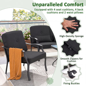2 Pieces Patio Metal Chairs with Seat and Back Cushions for Yard-Black view 5