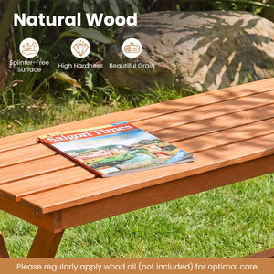 2-Seat Wooden Garden Patio Bench with X-Shaped Legs-Set of 2 view 3