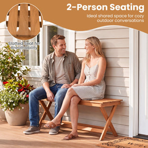 2-Seat Wooden Garden Patio Bench with X-Shaped Legs-Set of 2 view 5