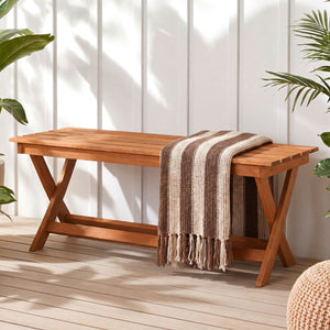 2-Seat Wooden Garden Patio Bench with X-Shaped Legs-Set of 2 view 6