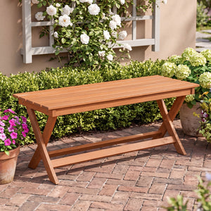 2-Seat Wooden Garden Patio Bench with X-Shaped Legs-Set of 2 view 7