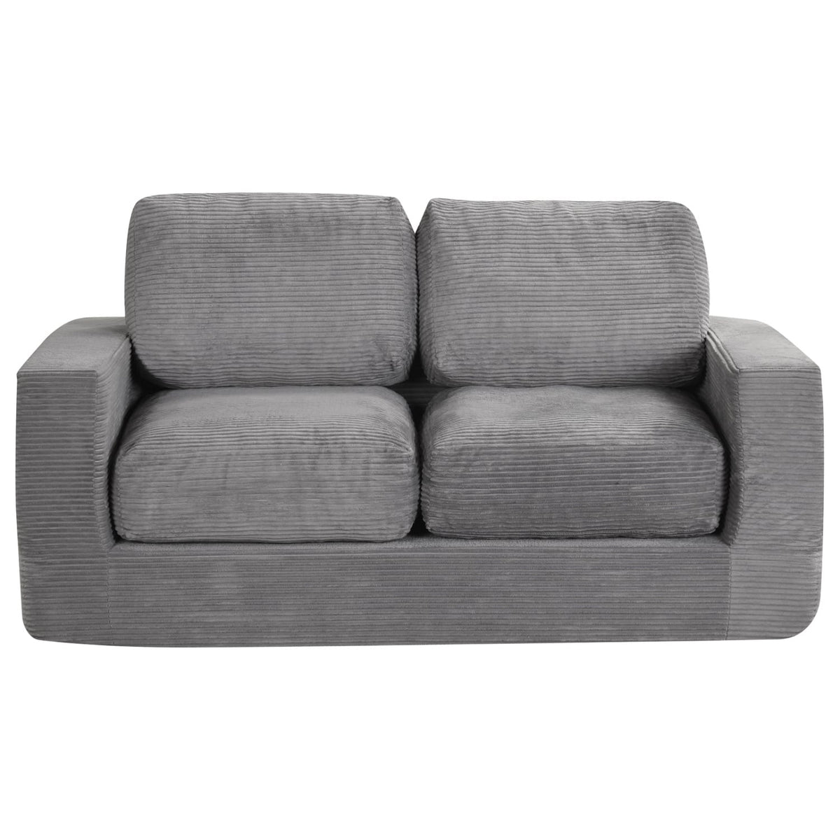 2-Seater Floor Couch Loveseat Foam Sofa with Removable Corduroy Cover-Gray view 4