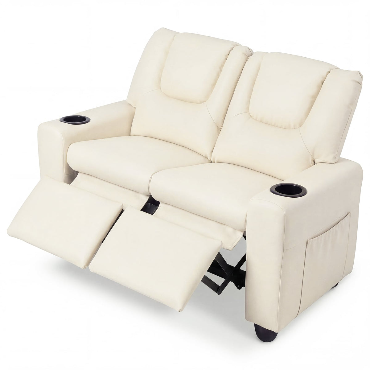 2-Seater Kids Recliner Double Toddler Sofa Chair with 2 Cup Holders-Beige view 8