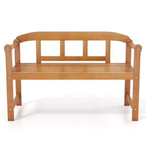 2-Seater Outdoor Acacia Wood Garden Bench with Backrest & Armrests view 4
