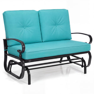 2 Seats Outdoor Swing Glider Chair with Comfortable Cushions-Pantone Green