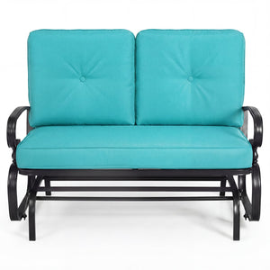 2 Seats Outdoor Swing Glider Chair with Comfortable Cushions-Pantone Green view 4