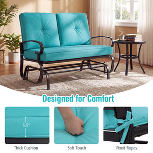 2 Seats Outdoor Swing Glider Chair with Comfortable Cushions-Pantone Green view 8