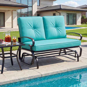 2 Seats Outdoor Swing Glider Chair with Comfortable Cushions-Pantone Green view 2