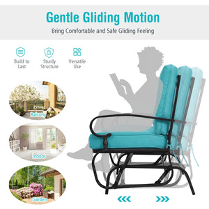 2 Seats Outdoor Swing Glider Chair with Comfortable Cushions-Pantone Green view 7
